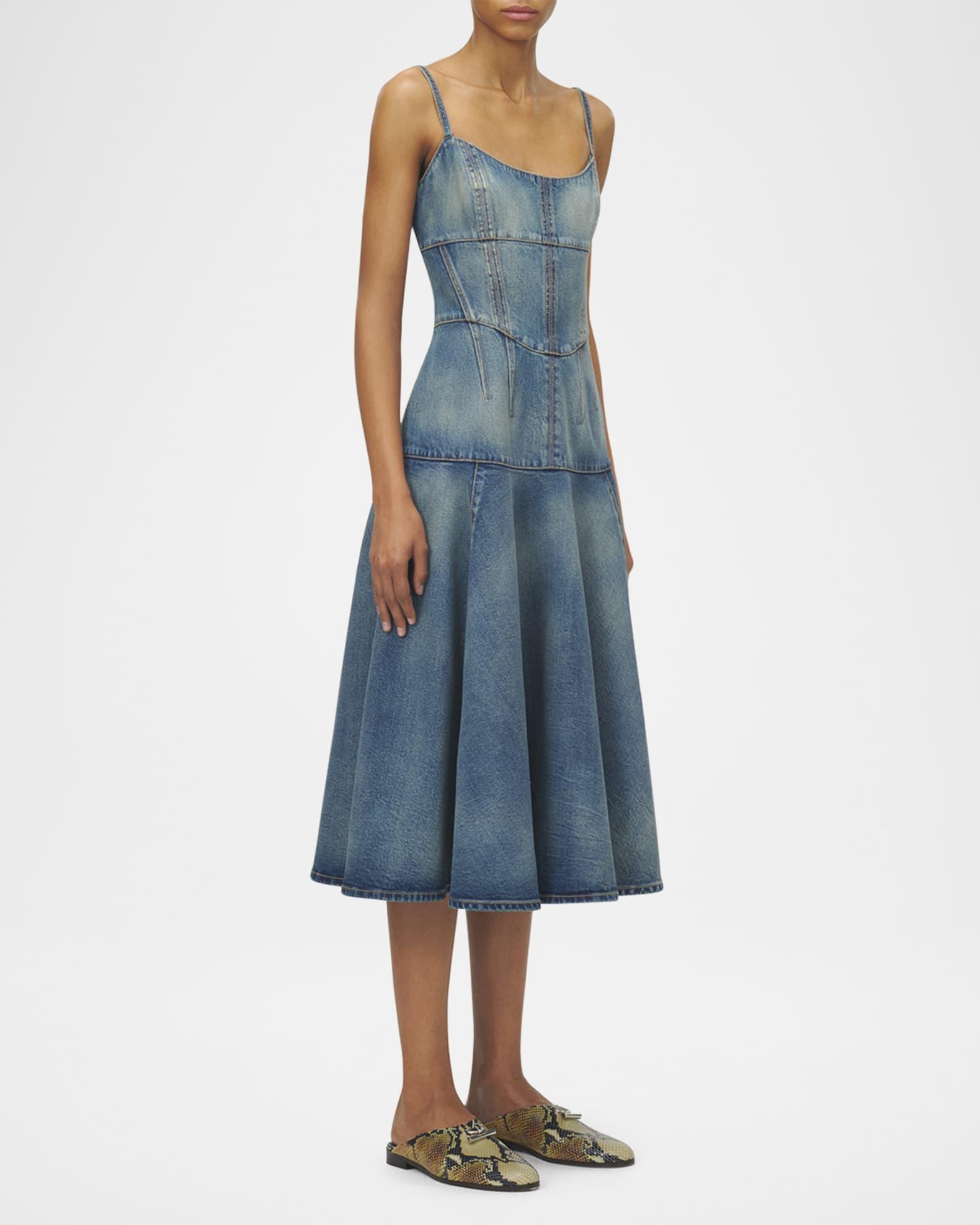 Seamed Denim Midi Dress Product Image