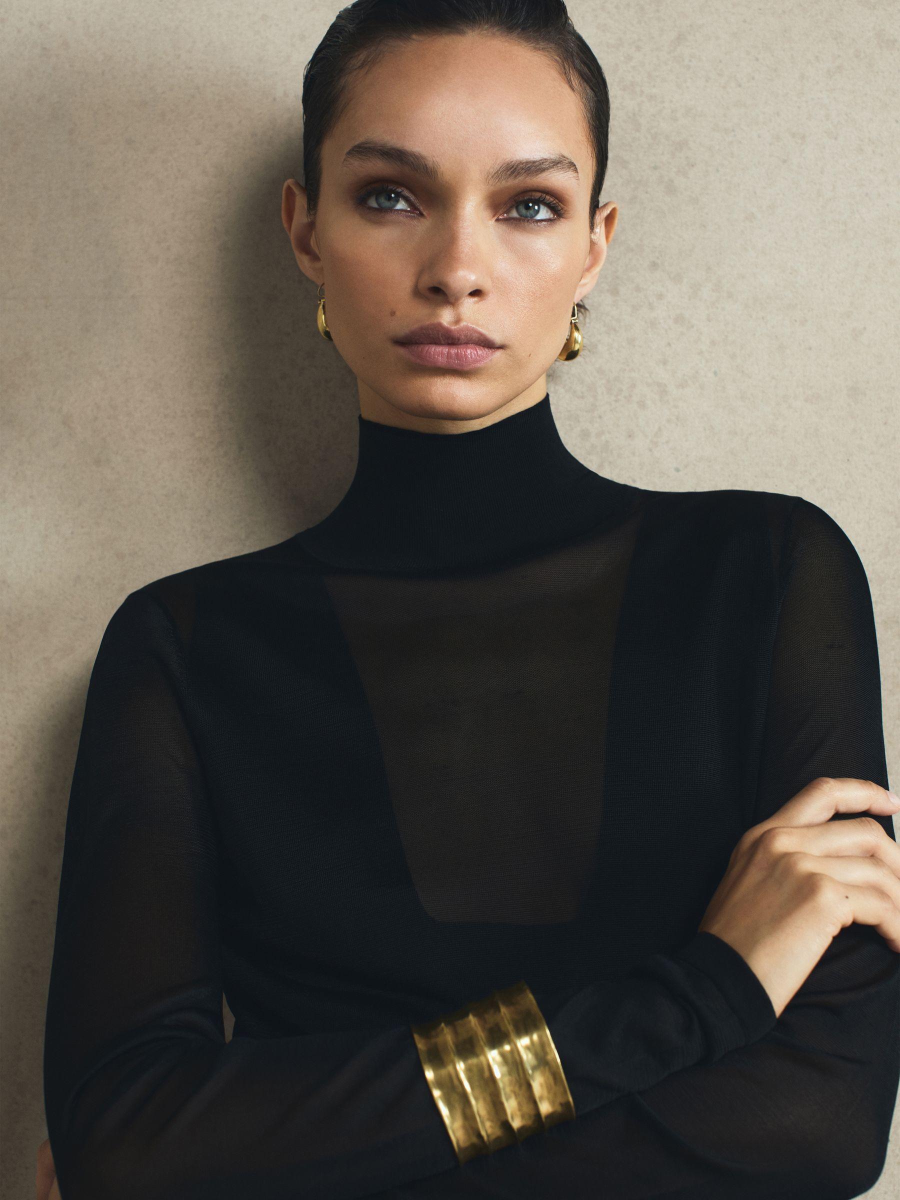 Sheer Knitted Maxi Dress in Black Product Image