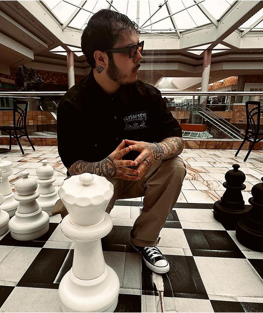 DGA Homies 8ball Trio Black Button Up Short Sleeve Shirt Product Image