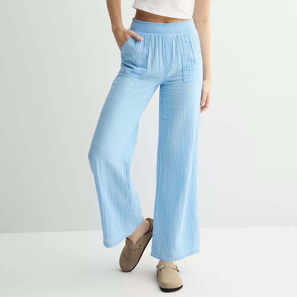 Juniors' SO® High-Rise Double Gauze Pants, Women's, Size: XS Short, Blue Product Image