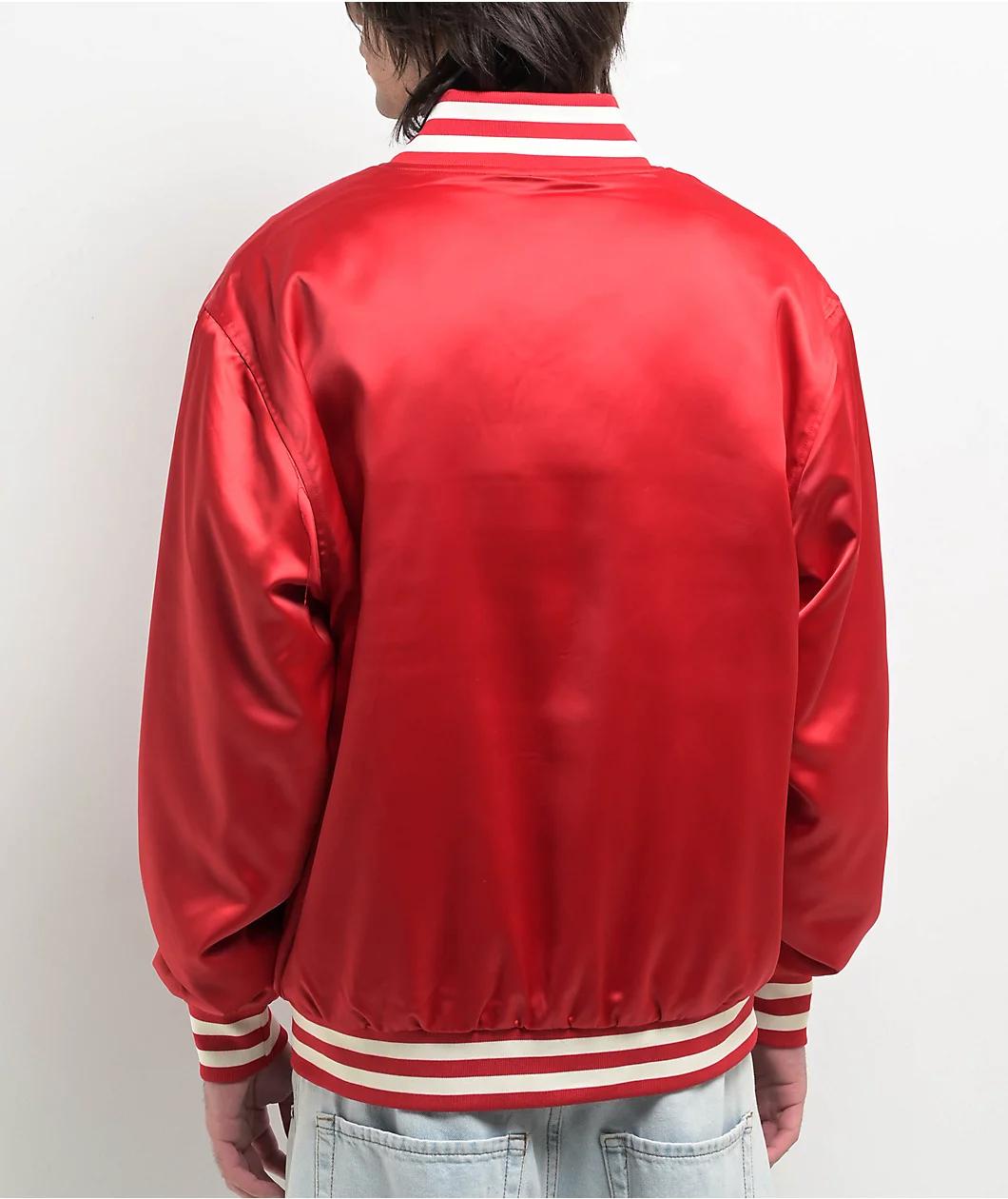 Welcome Union Thermal Satin Red Varsity Jacket Product Image