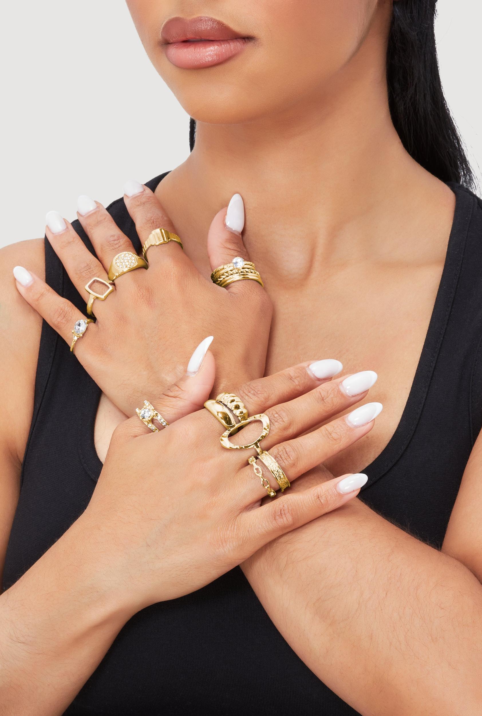 Shiny Cubic Zirconia Metallic Rings Set of 15 Male Product Image