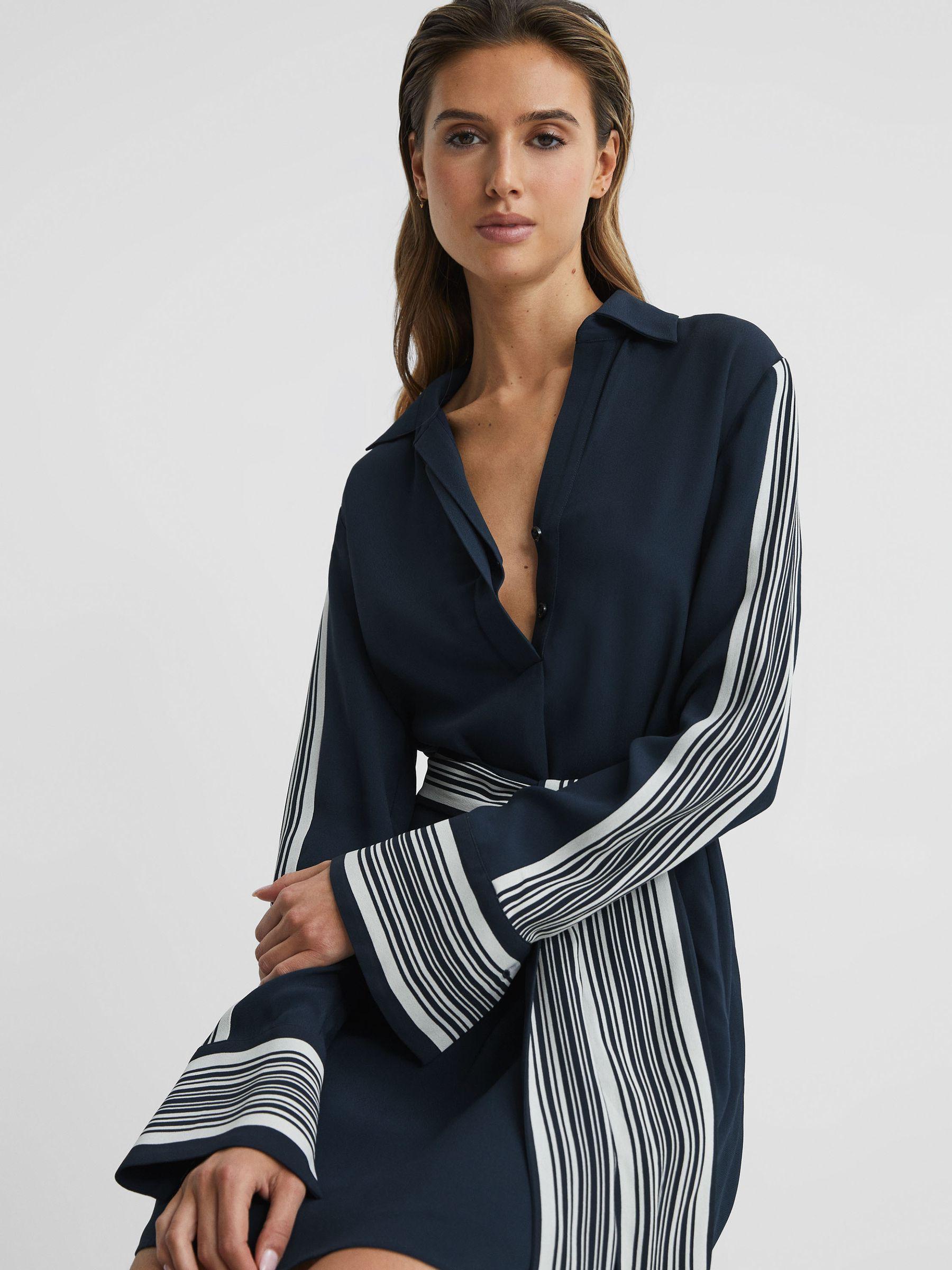 Side Stripe Mini Dress in Navy Product Image