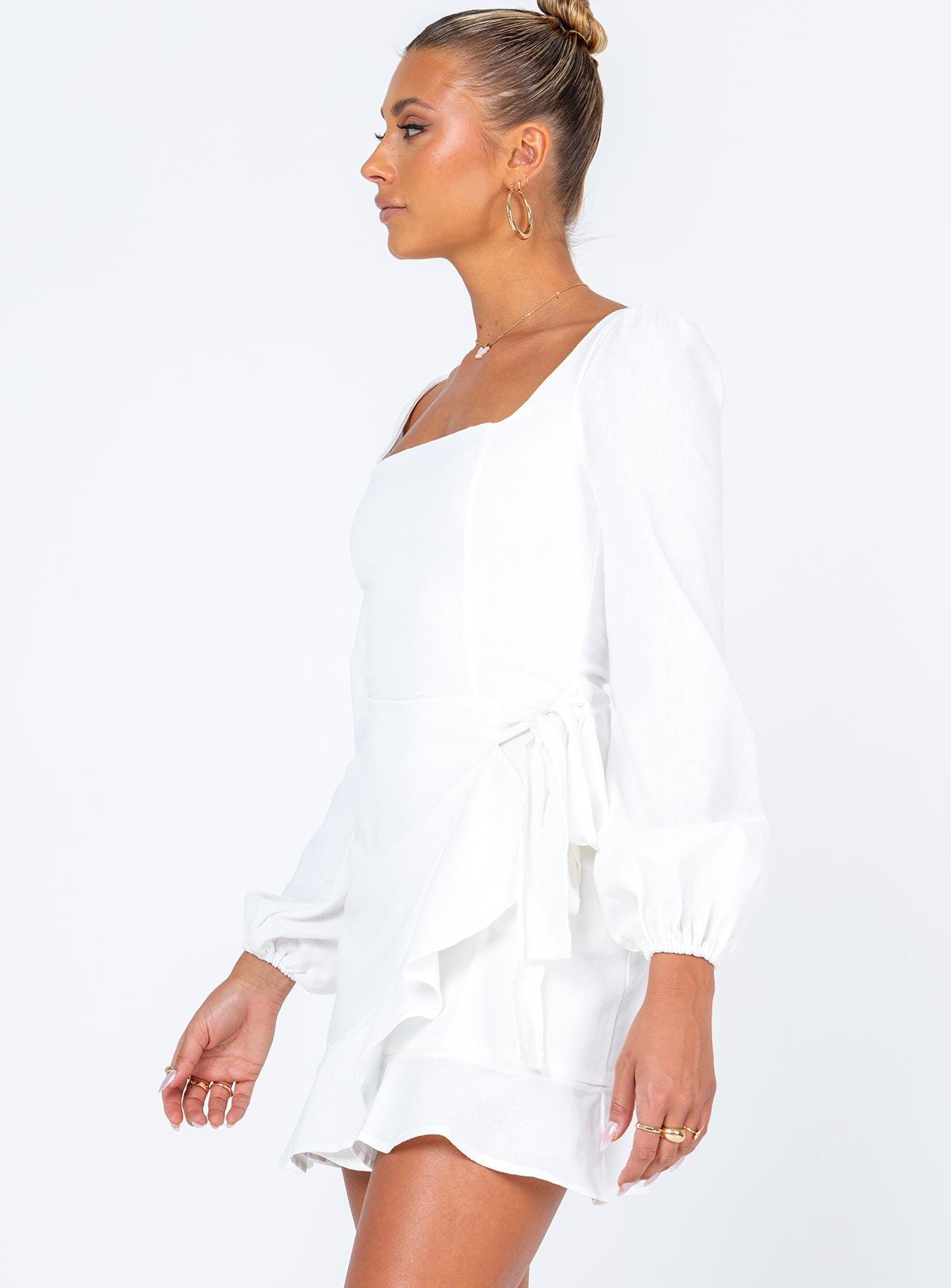 The Villa Long Sleeve Mini Dress White Product Image