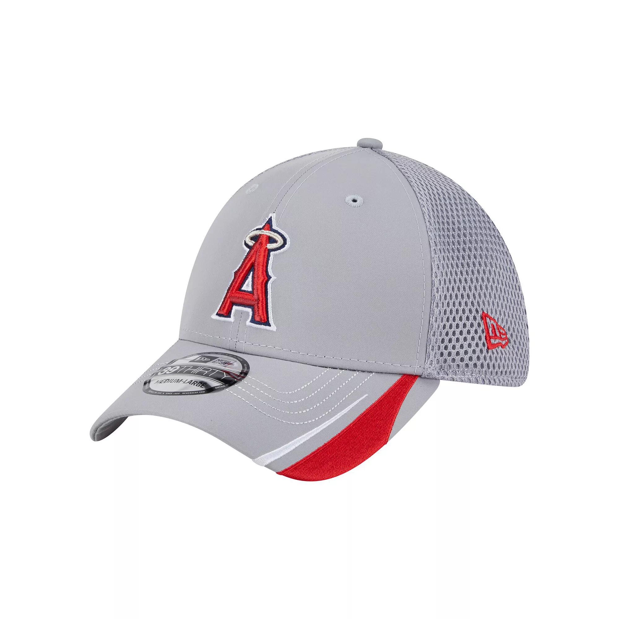 Men's New Era Gray Los Angeles Angels Linear 39THIRTY Flex-Fit Hat,  Product Image