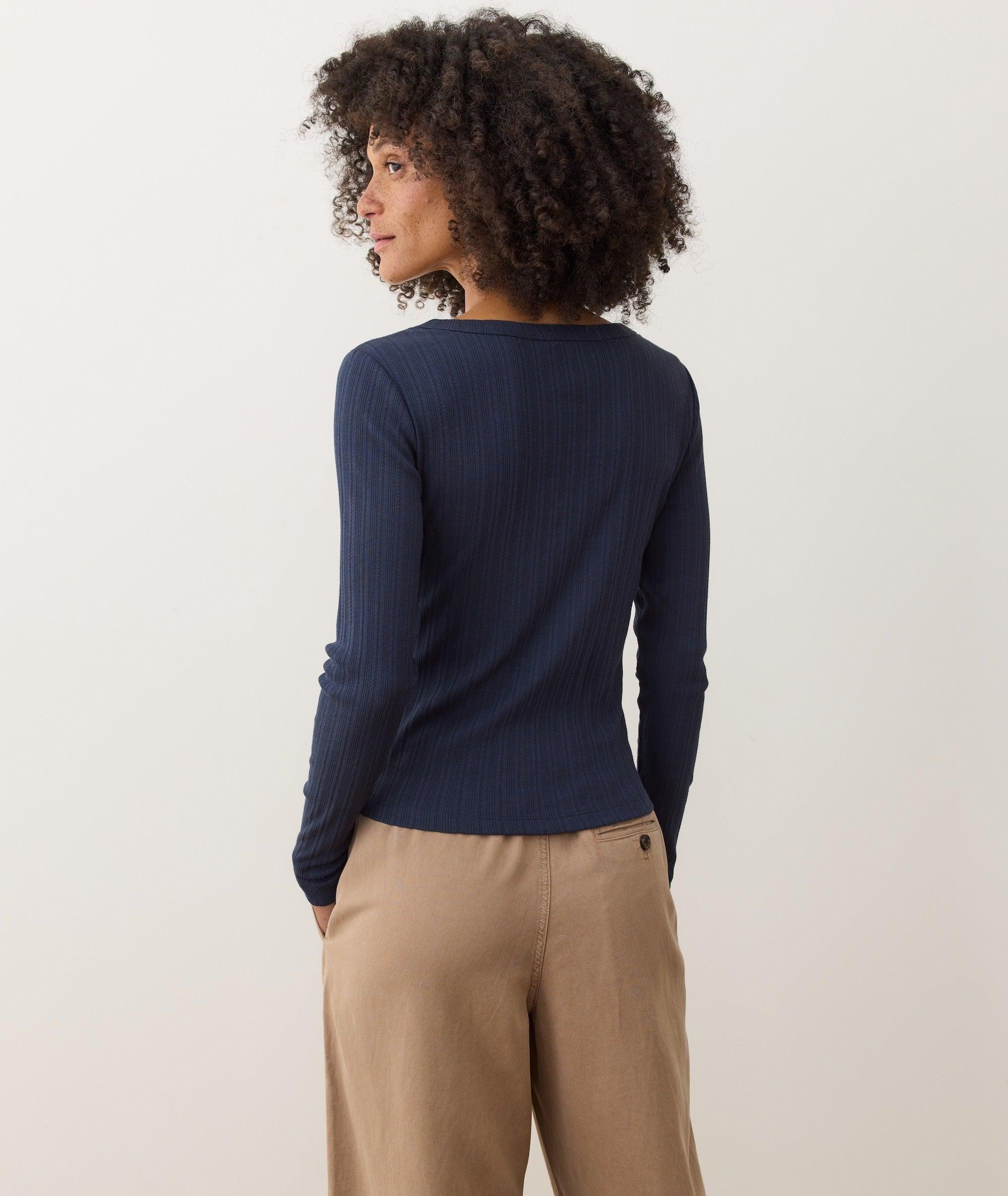 Lexi Rib Pointelle Longsleeve Scoop Tee Product Image