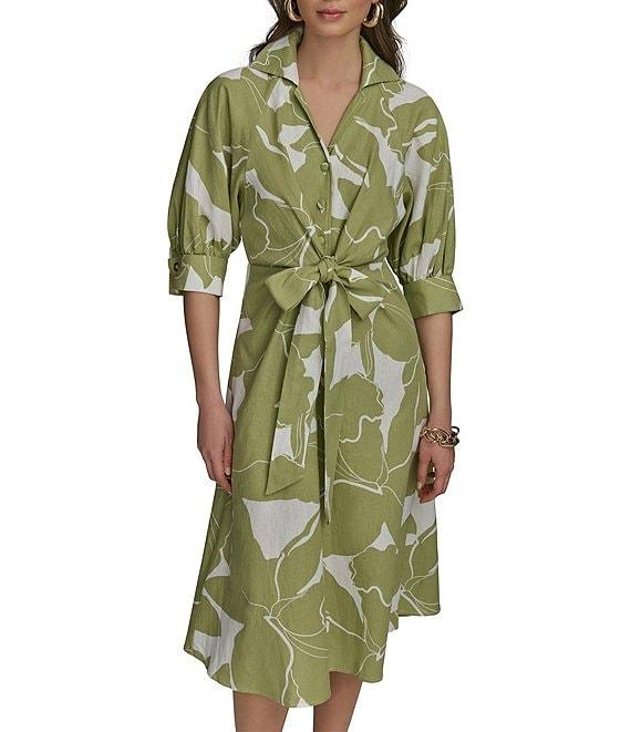 Donna Karan Floral Print Midi Shirt Dress Product Image