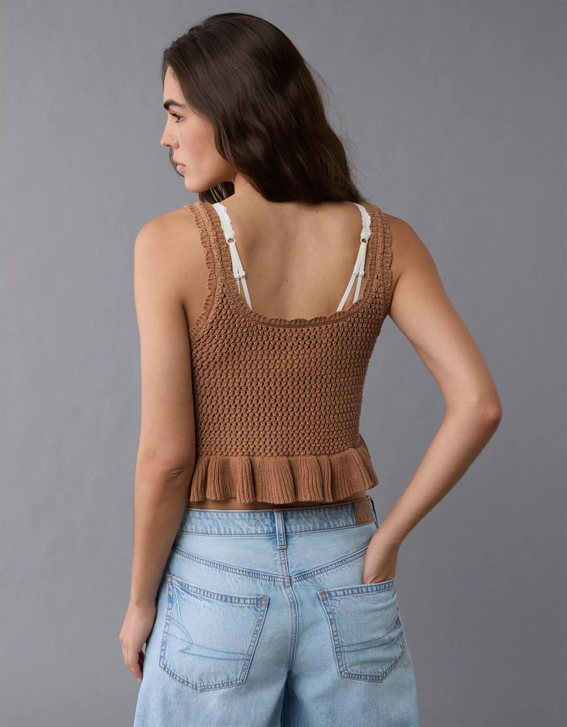 AE Crochet Peplum Tank Top Product Image