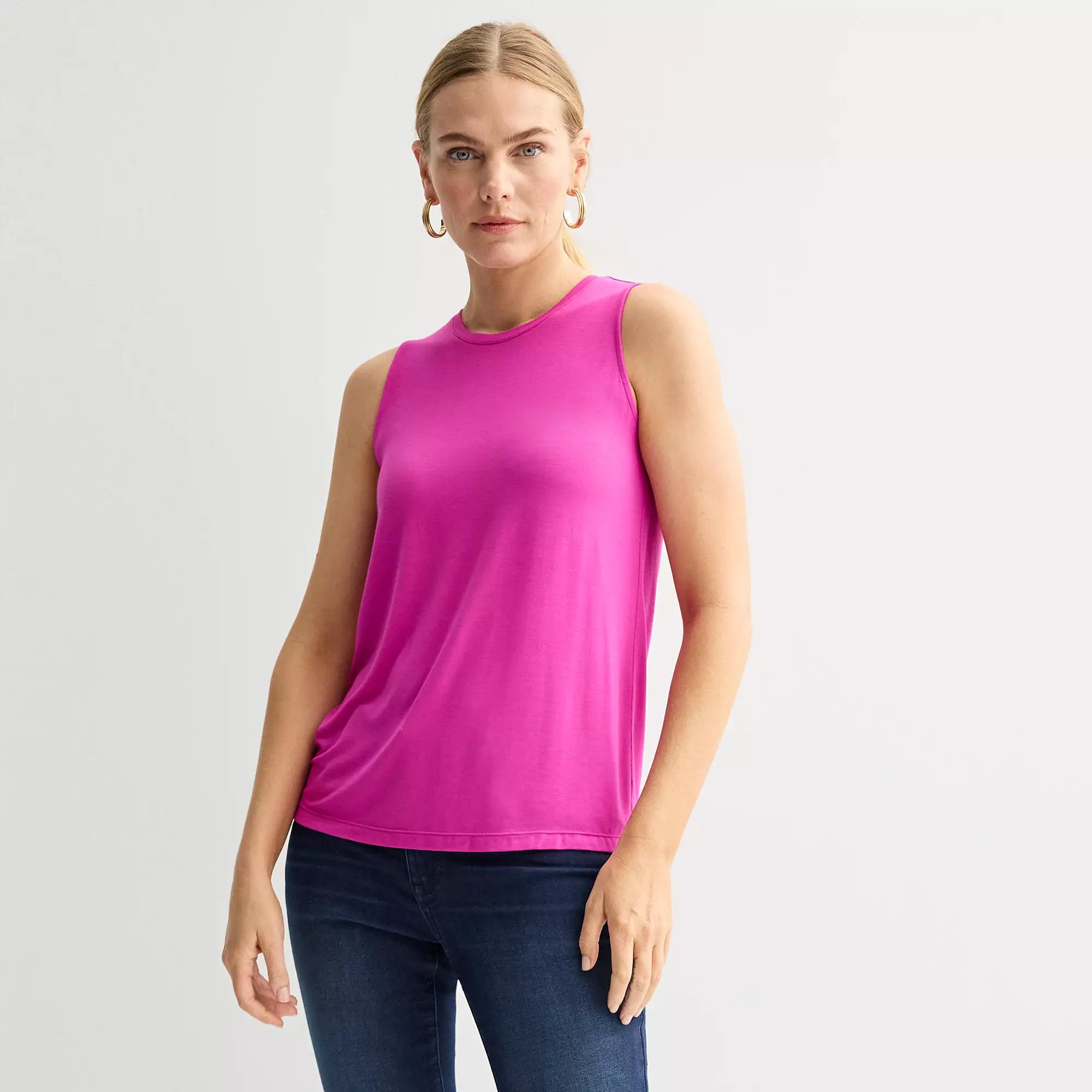 Petite Nine West Essential High Neck Tank Top, Women's, Size: XS Petite, Orchid Landscape Product Image