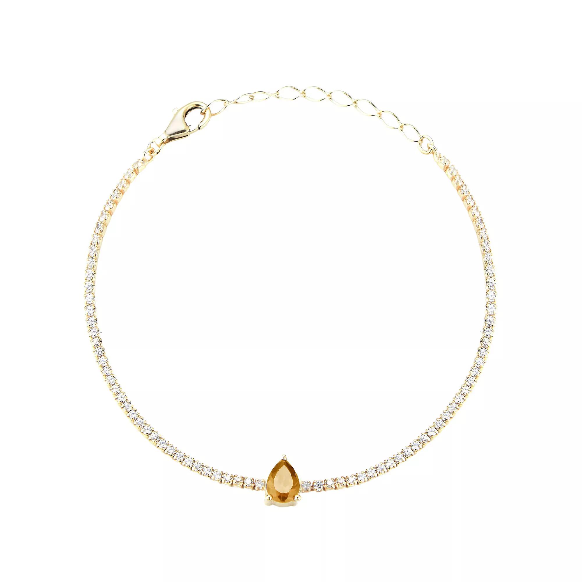 Sunkissed Sterling 14k Gold Over Silver Cubic Zirconia Tennis Bracelet, Women's, Size: 7", Gold Tone Yellow Product Image