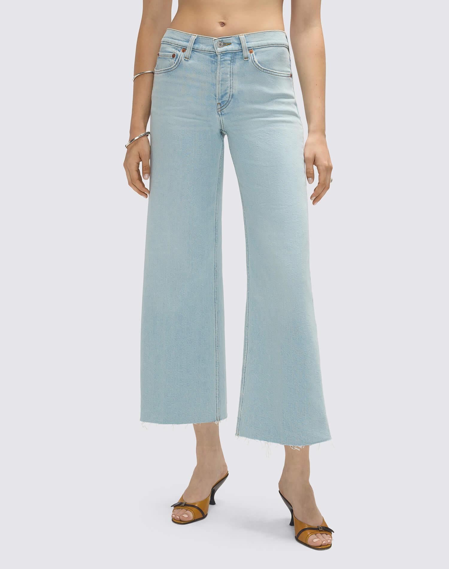 Comfort Stretch Mid Rise Wide Leg Crop - Ola Indigo Product Image