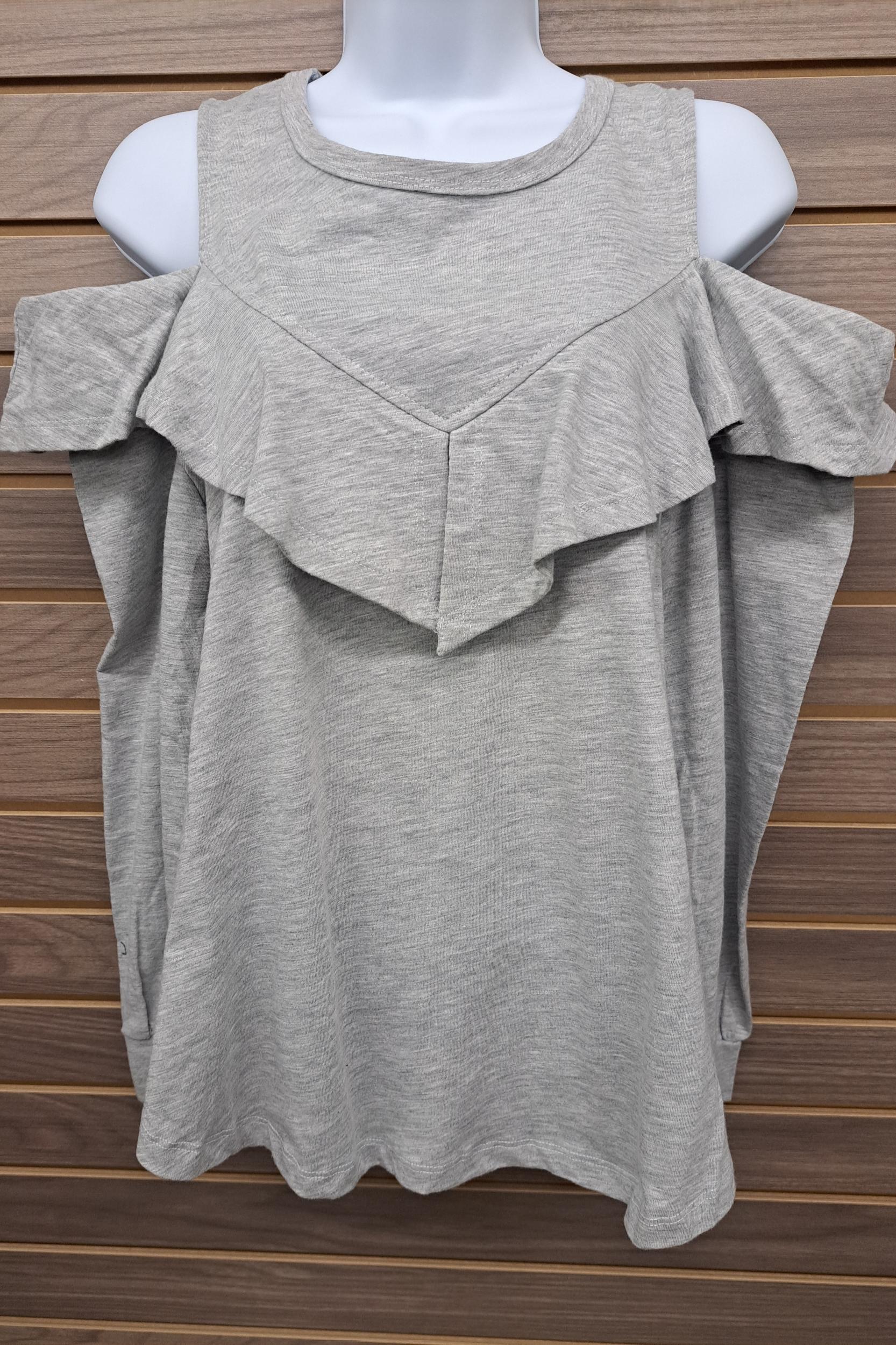 Cold shoulder gray long sleeve Product Image