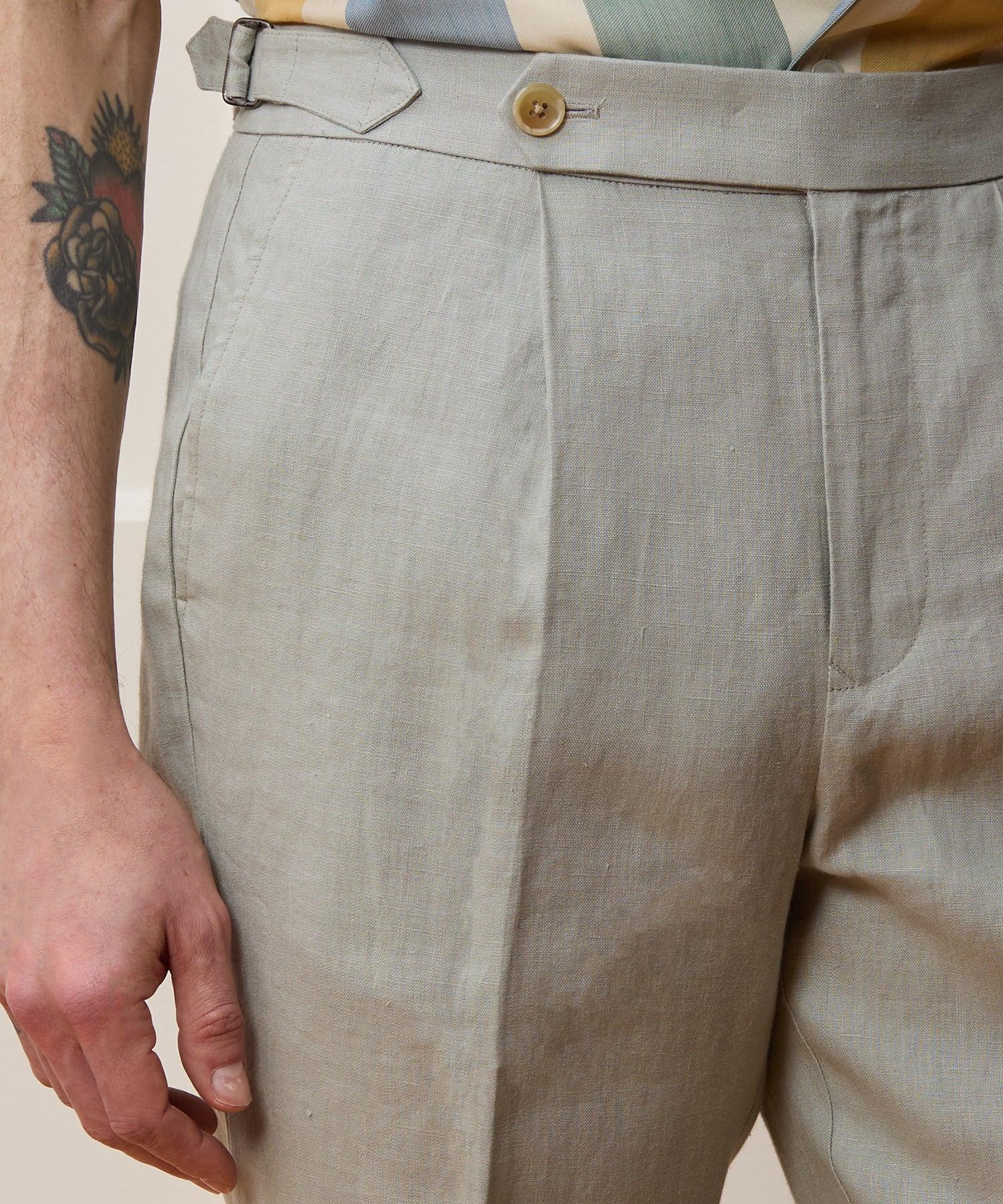 Straight Fit Irish Linen Side Tab Trouser Product Image