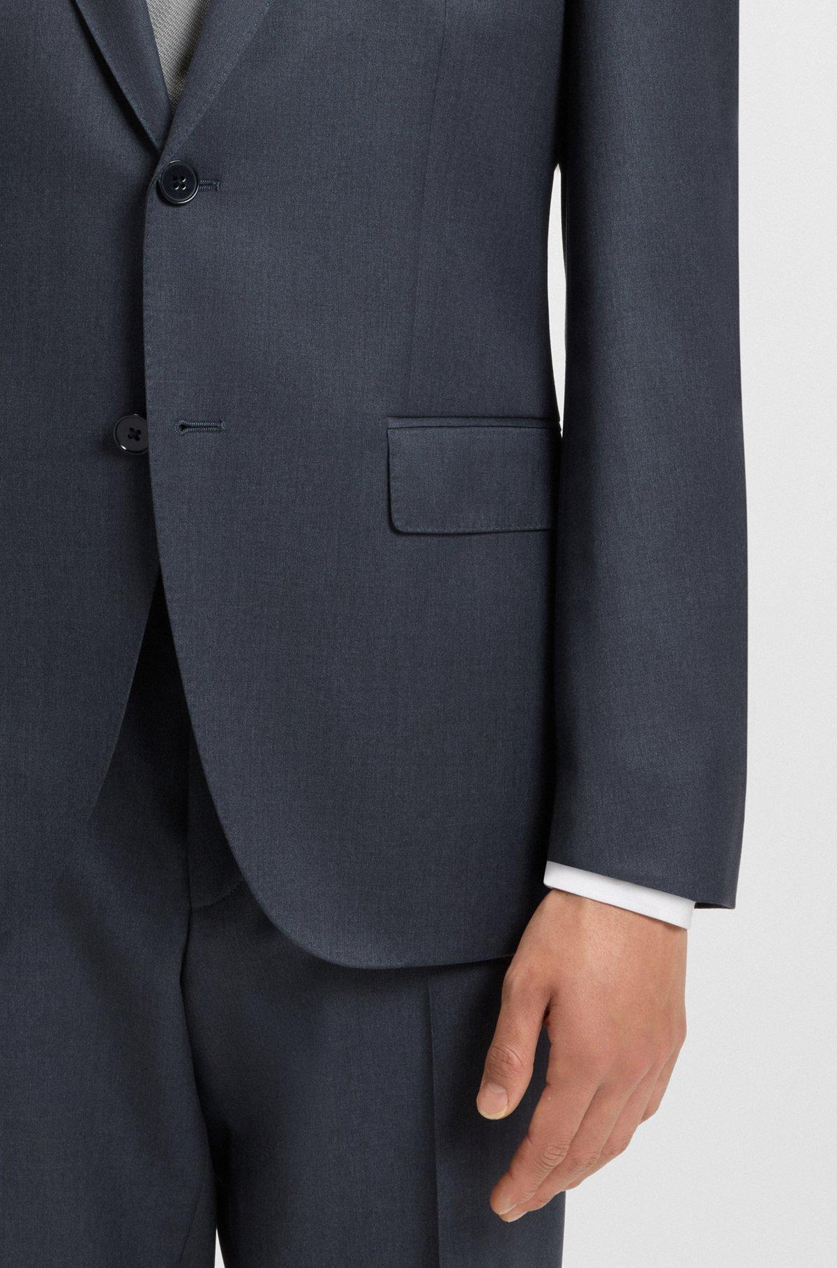 BOSS - Regular-fit suit jacket in virgin-wool serge - Dark Grey Product Image