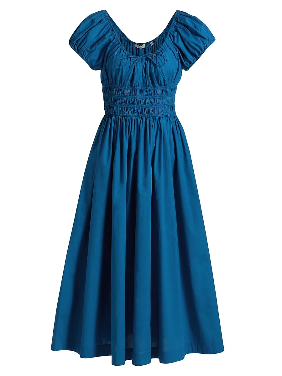 Womens Quinn Cotton Shirred Midi-Dress Product Image