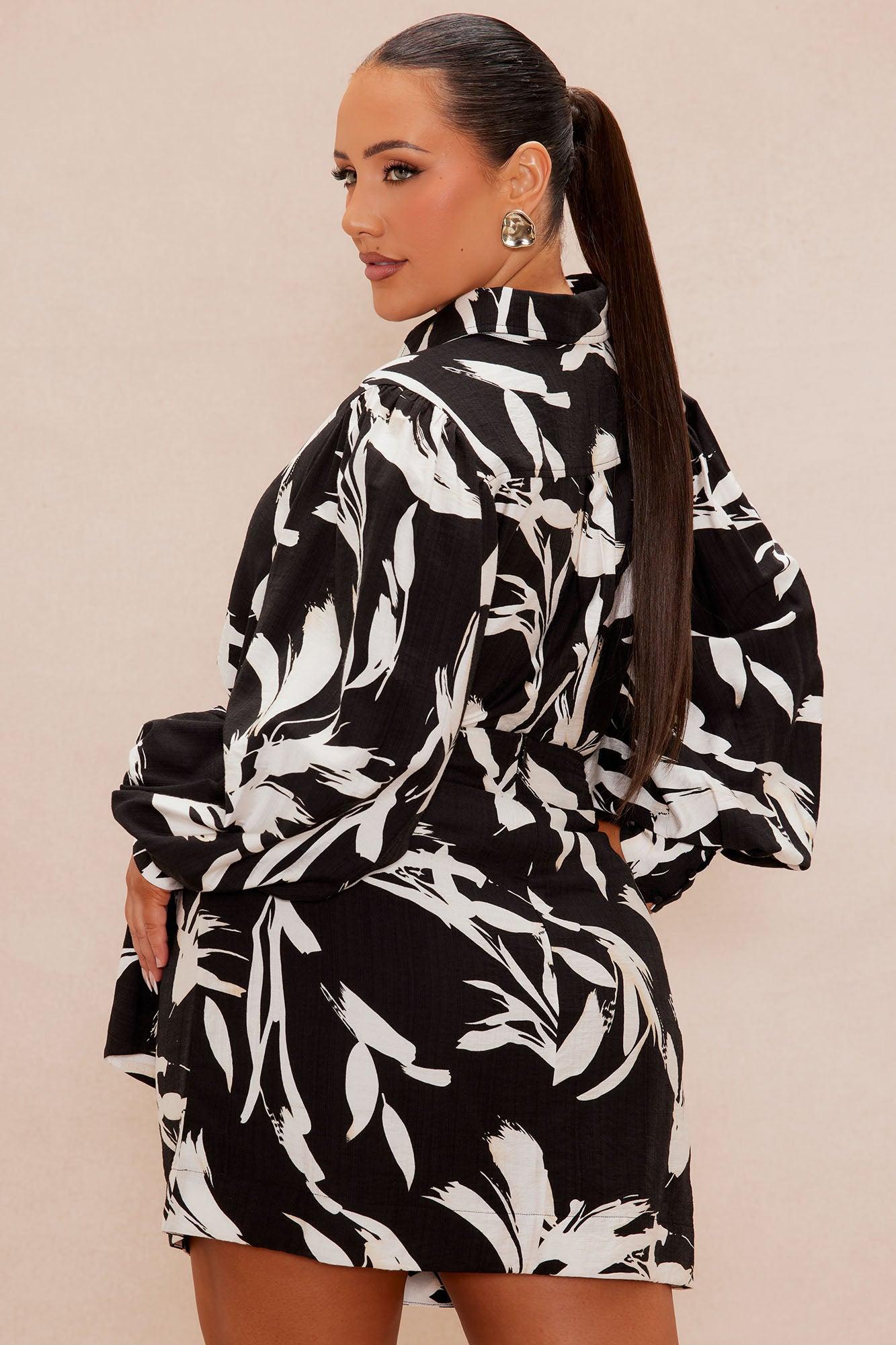 Jelena Linen Skirt Set - Black/combo Product Image