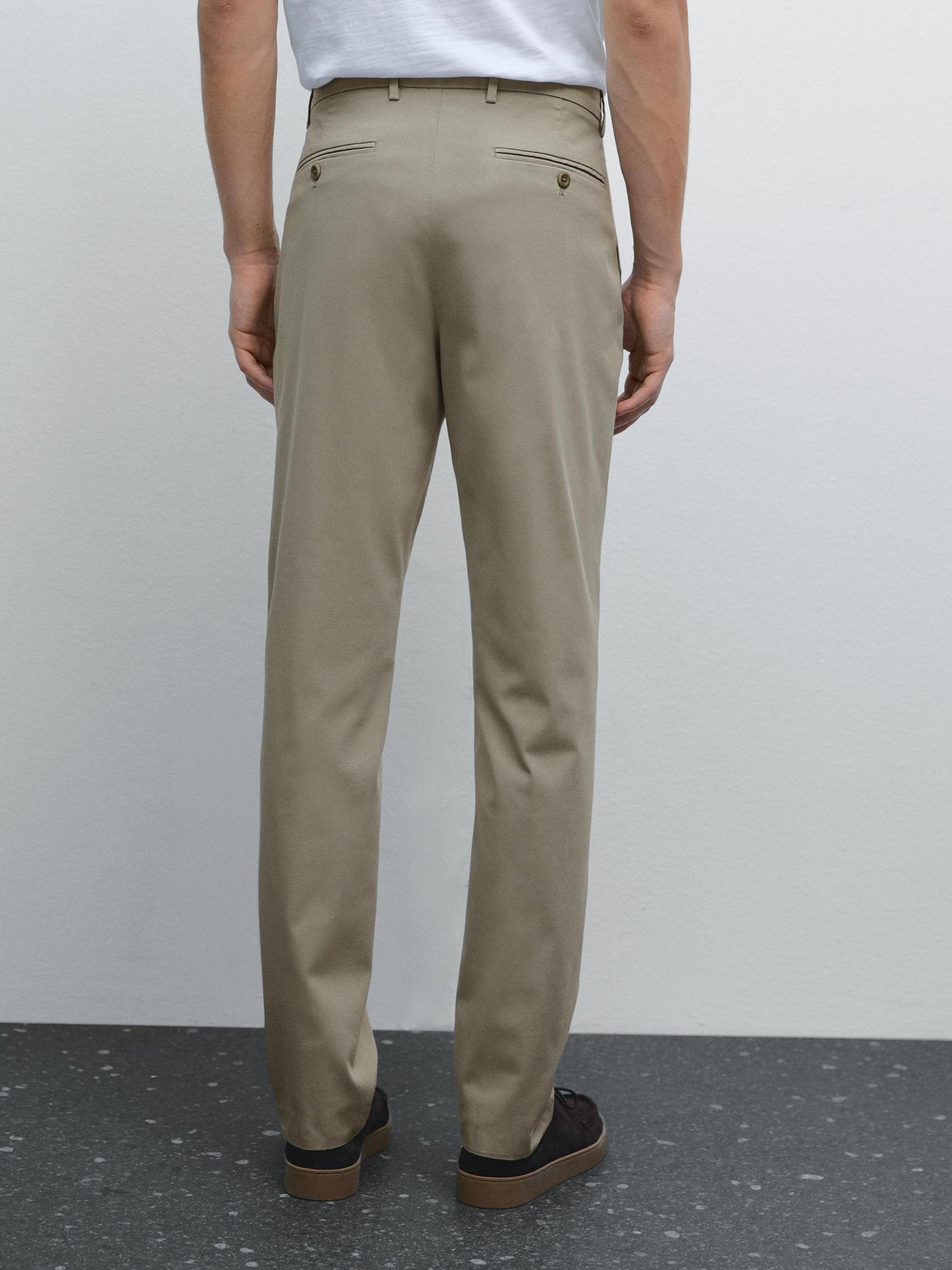 Cotton blend slim fit trousers Product Image