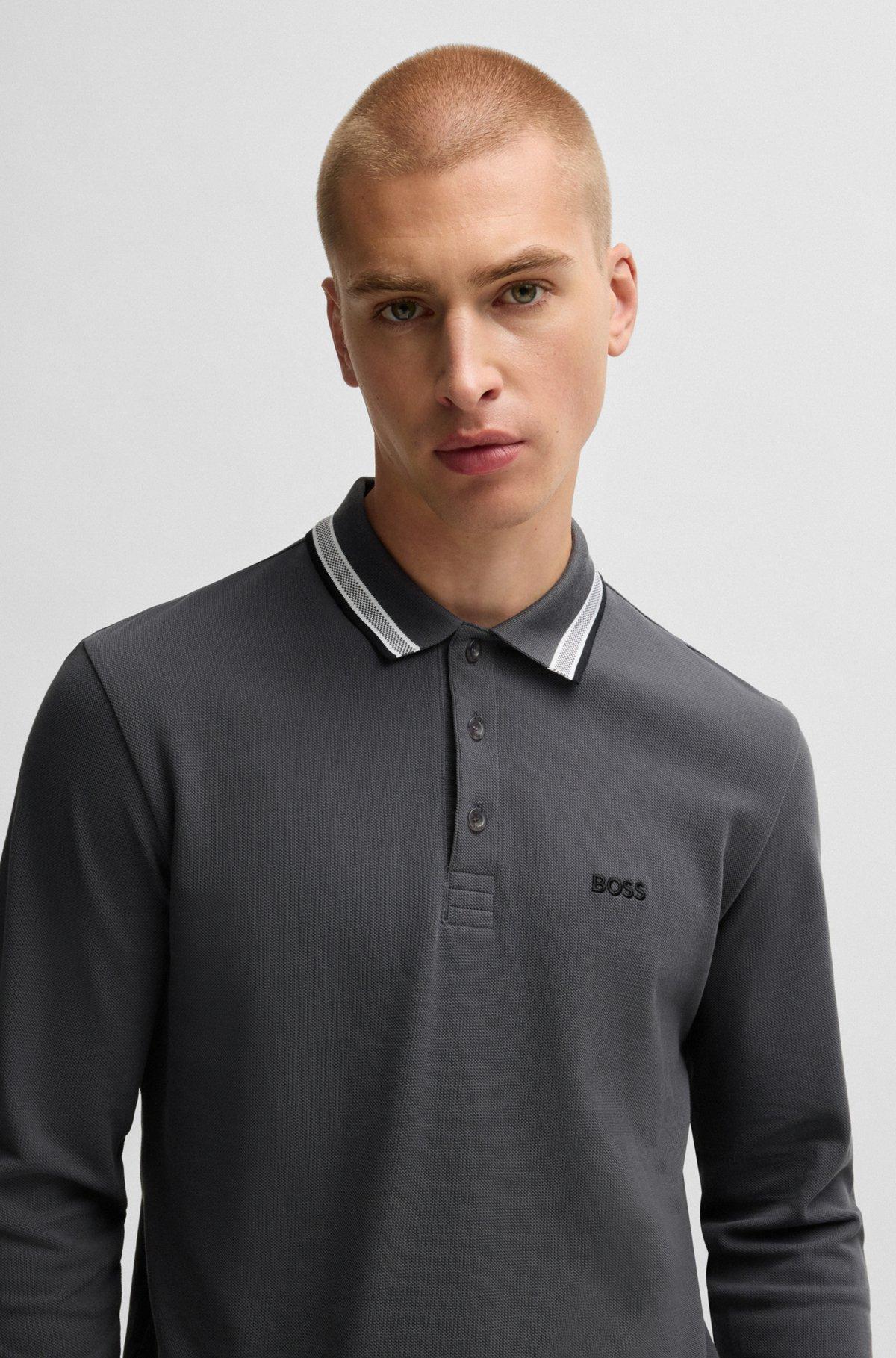 Long-sleeved polo shirt in cotton piqué Product Image