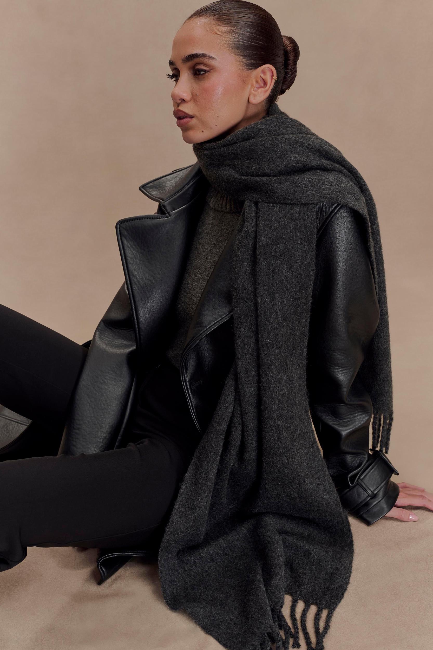 Tarah Faux Leather Trench Coat - Black Product Image