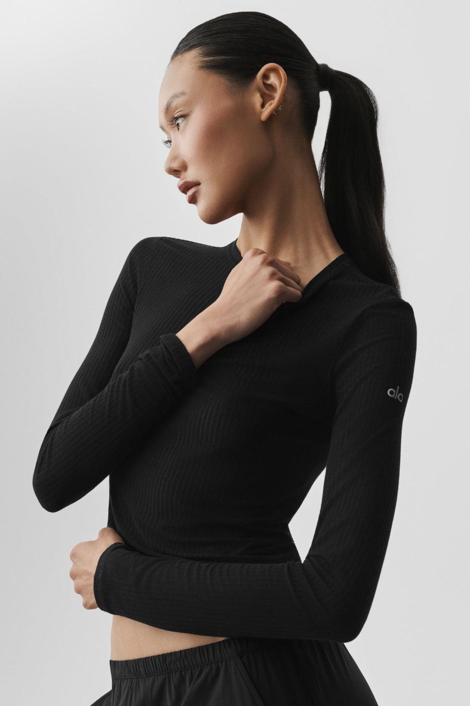 Ribbed Sea Coast Long Sleeve - Black Product Image