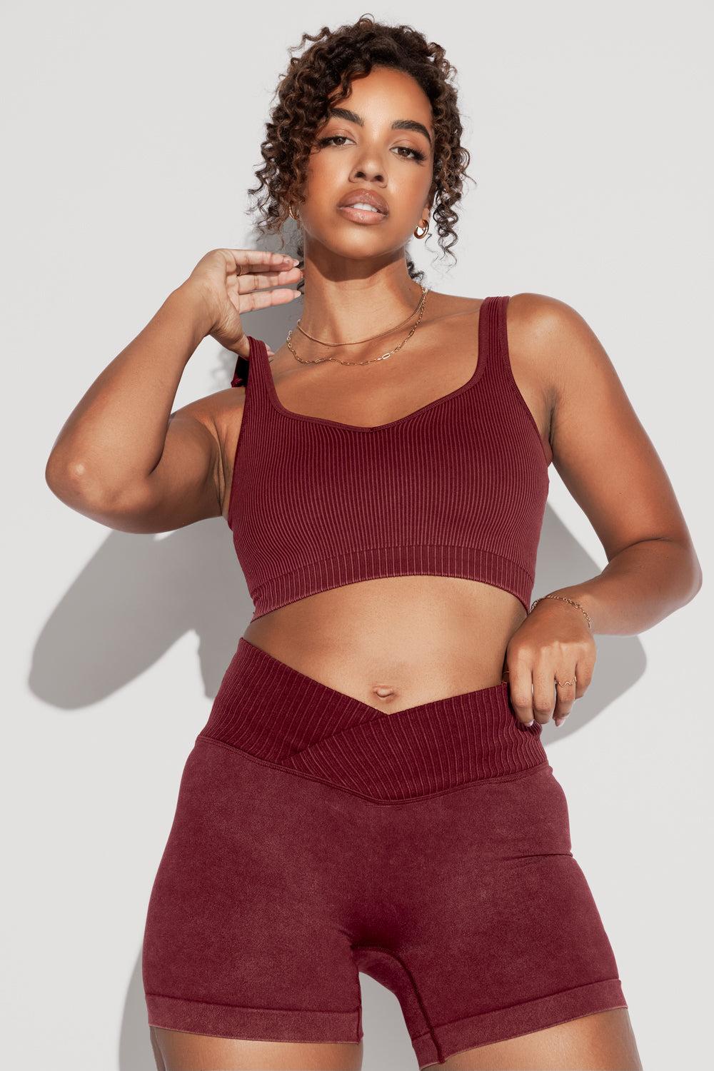 Be My Sweetheart Seamless Crop Top - Garnet Product Image