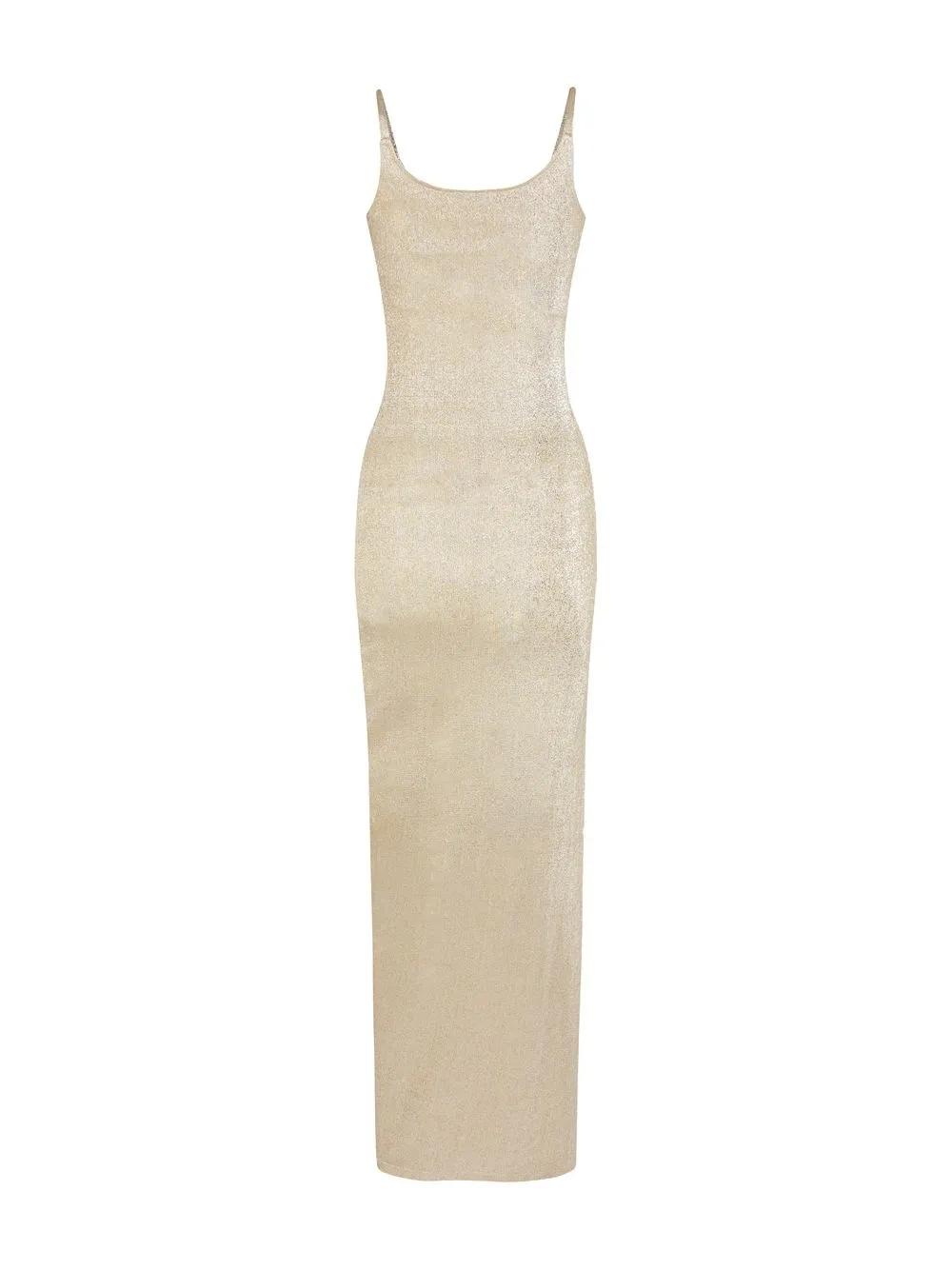 button-embellished ruched maxi dress Product Image