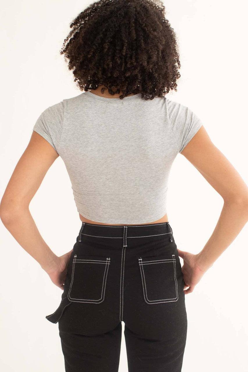 Heather Grey Crop Tee Product Image