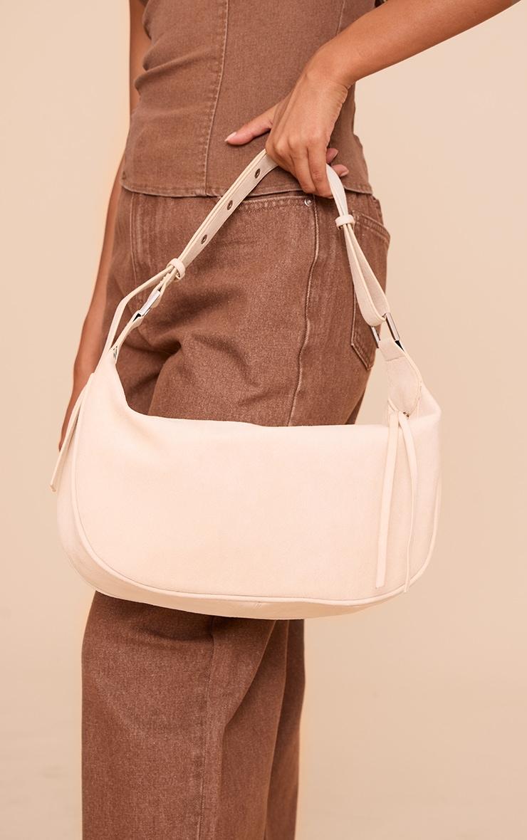 Off White Suede Oversized Slouchy Shoulder Bag Product Image