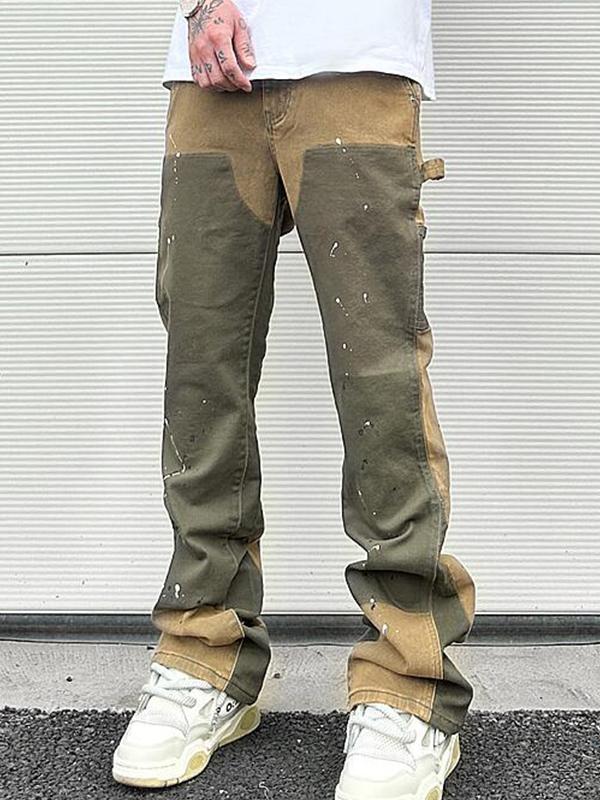 Men's Colour Block Loose Jeans Product Image