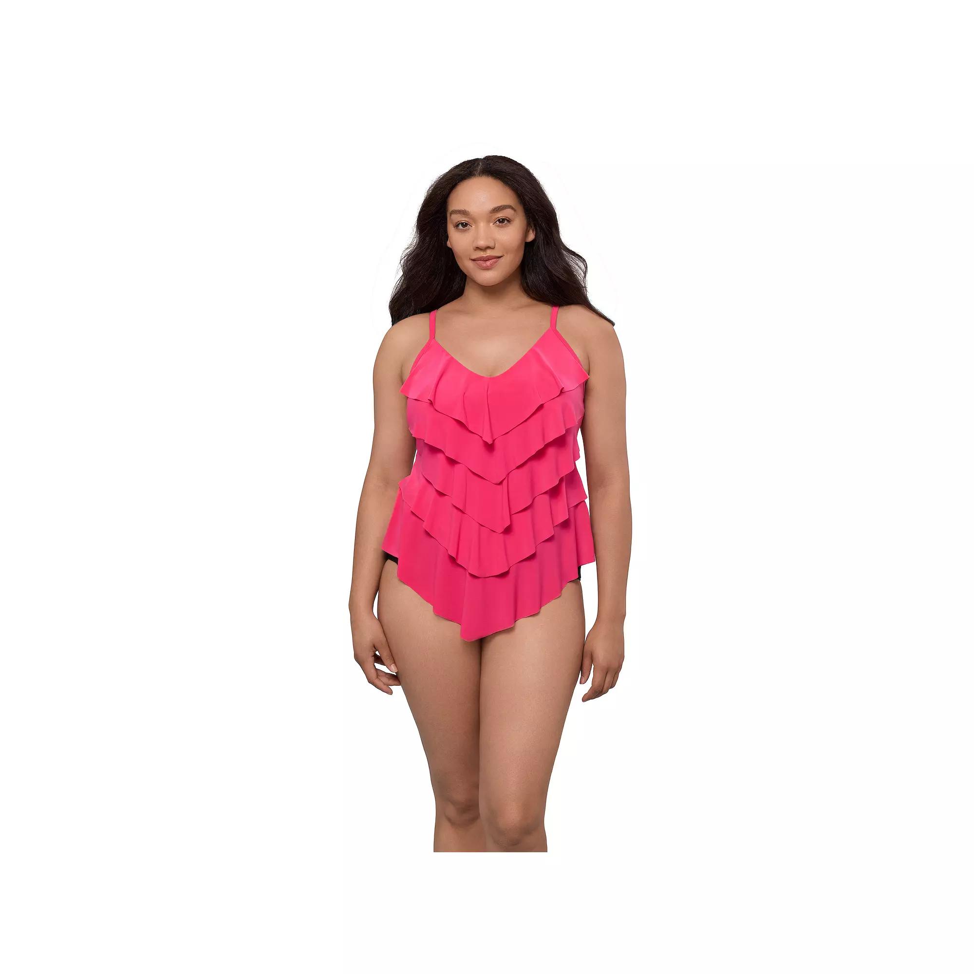 Women's Trimshaper Rachel Tankini Swimsuit Top, Size: 10, Pink Product Image