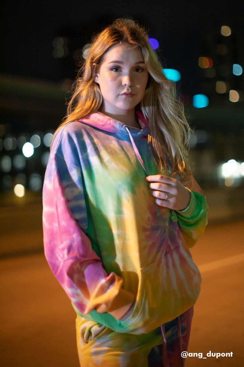 Pastel Rainbow Tie Dye Hoodie Product Image