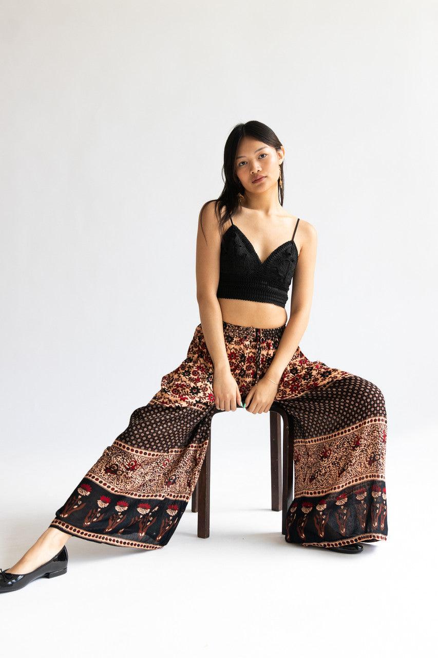 Border Print Wide Leg Pants Product Image