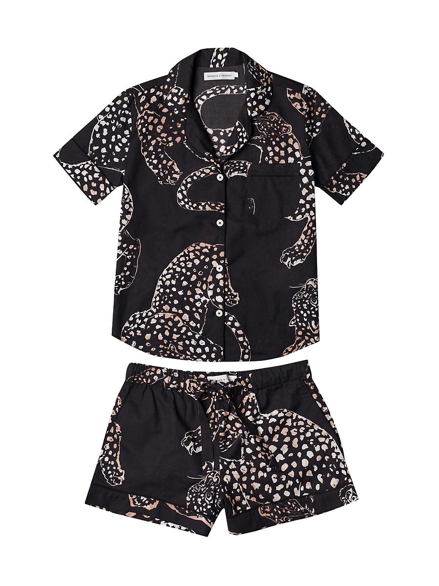 Womens Jaguar Print Cotton Short Pajama Set Product Image