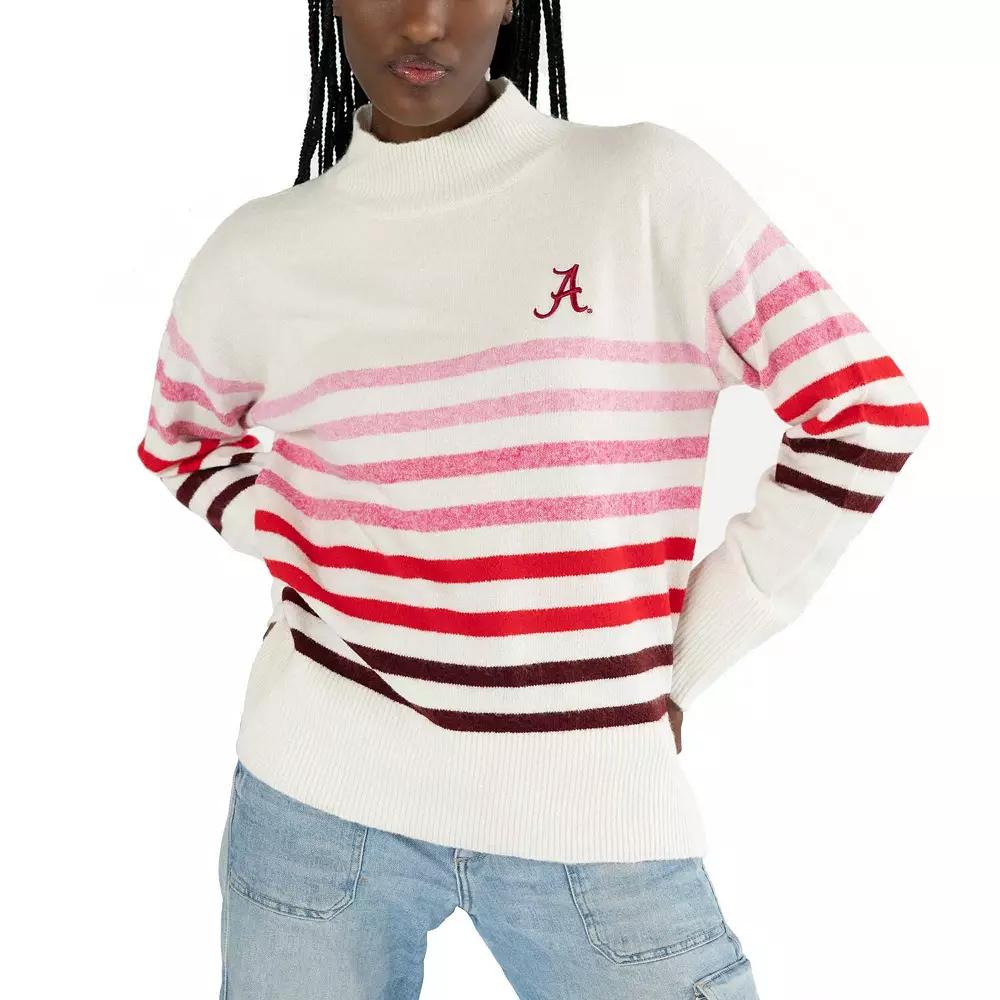 Women's Lusso White Alabama Crimson Tide Simone Striple Mock Neck Over Product Image