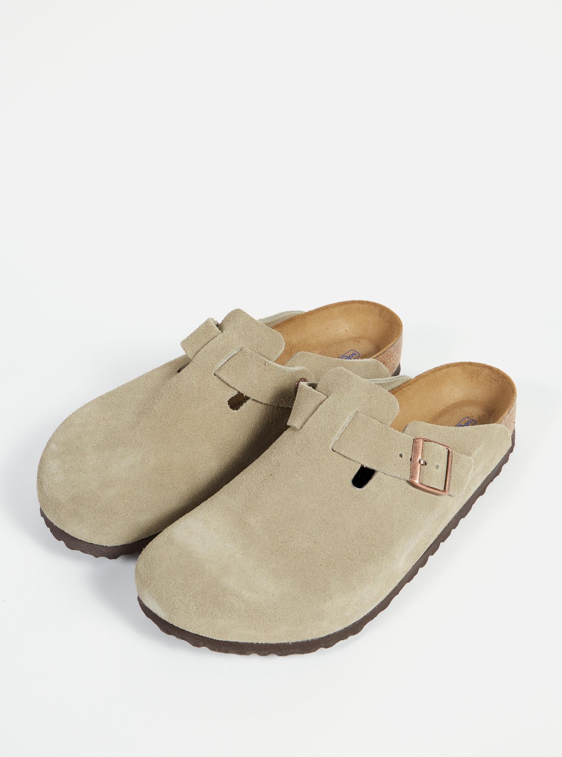 Birkenstock Boston Soft Footbed in Taupe Suede Leather Product Image
