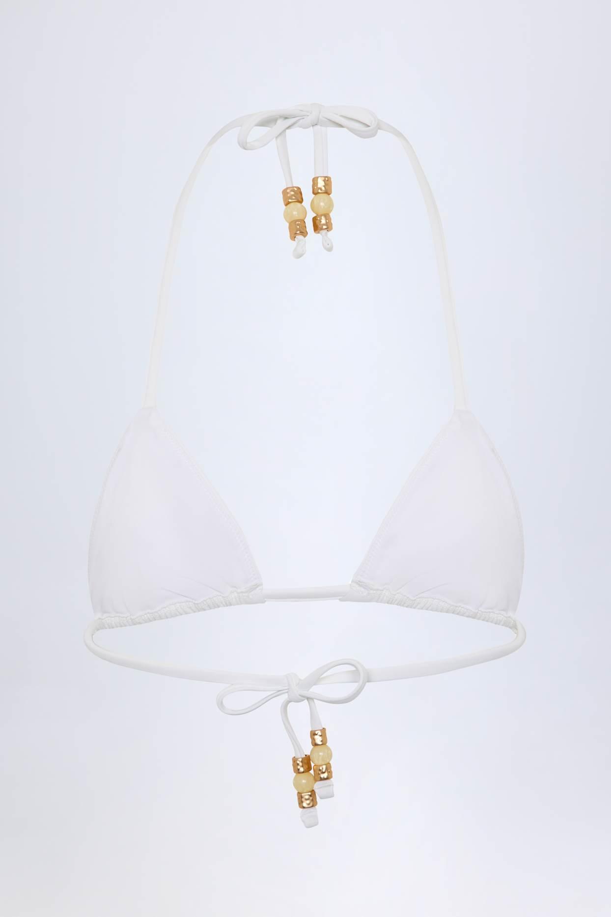 Charm-Detail Triangle Bikini Top in White Product Image