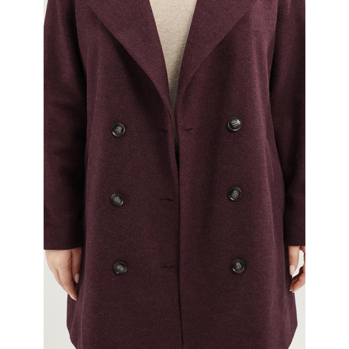 Plus Size Solid Suit Collar Pocket Double Breasted Blazer Women Burgundy Casual Double-Breasted Ladies Dailywear Winter Coats BloomChic 28/5X Product Image