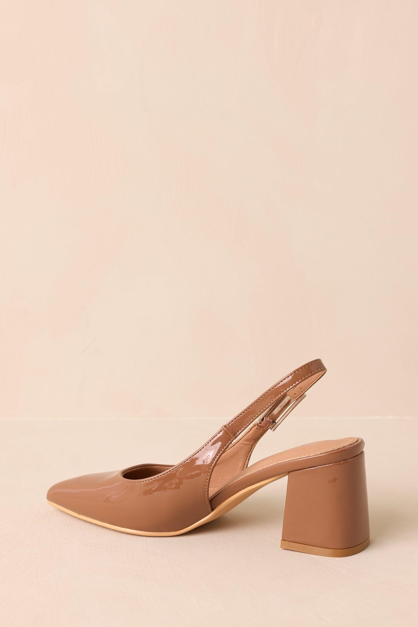 Cloud Nine Nights Camel Brown Patent Slingback Block Heels 5.5 / Camel Product Image