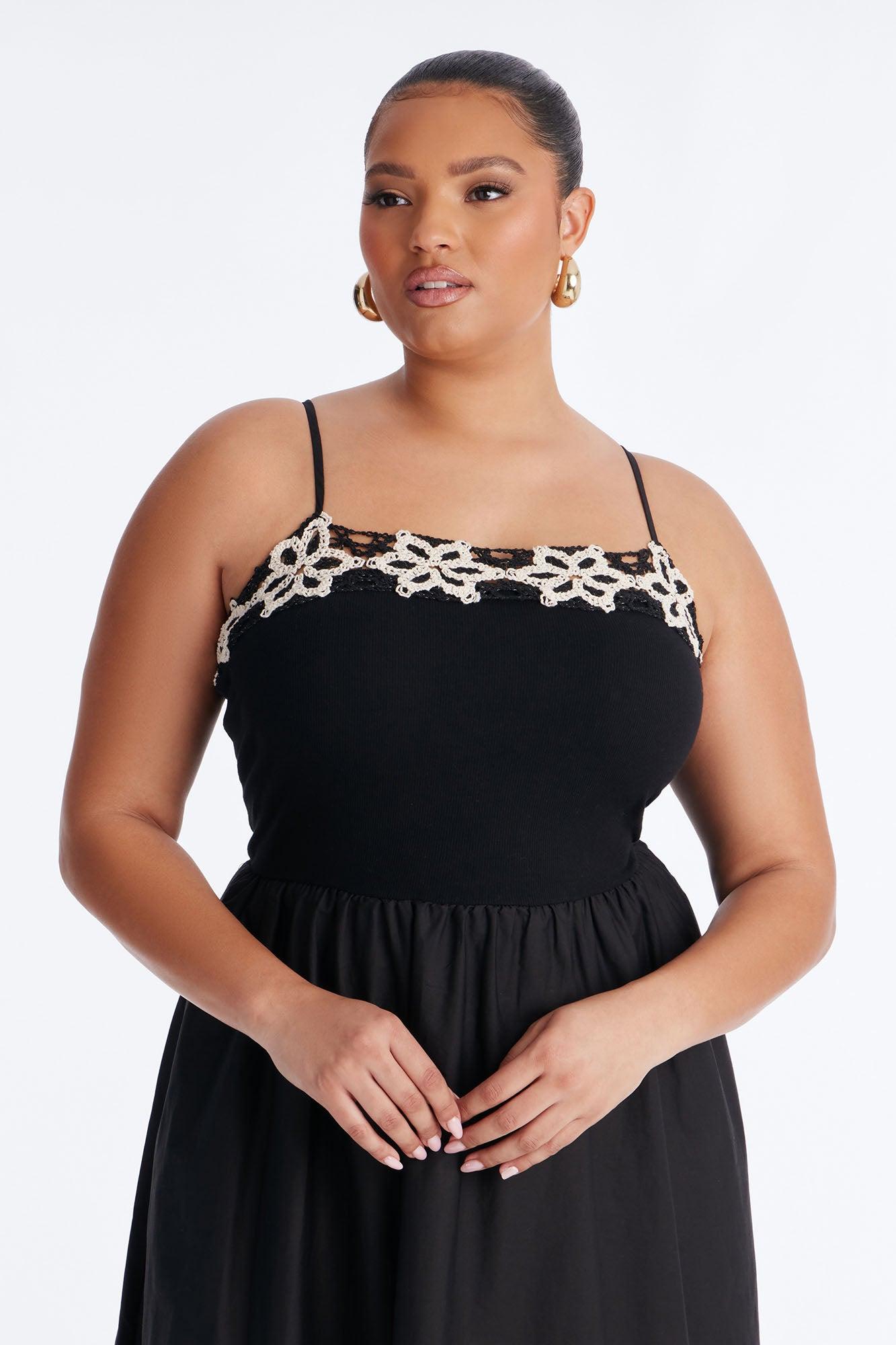 Amelia Crochet Maxi Dress - Black/White Female Product Image