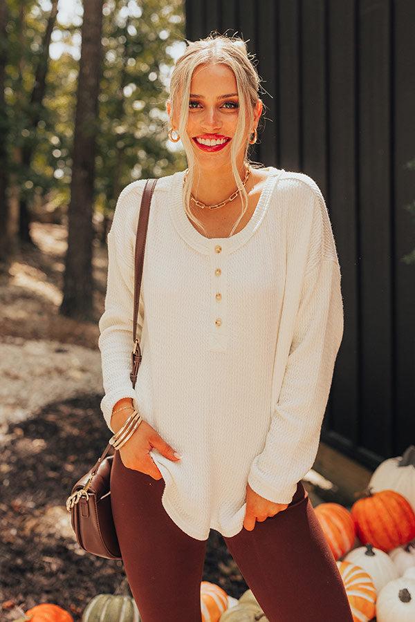Cozy Moment Ribbed Tee in Ivory Product Image