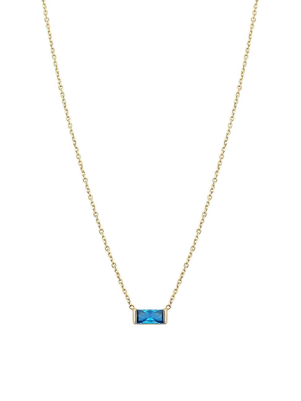 Womens 14K Yellow Solid Gold, Fresco Baguette Pendant Necklace Product Image