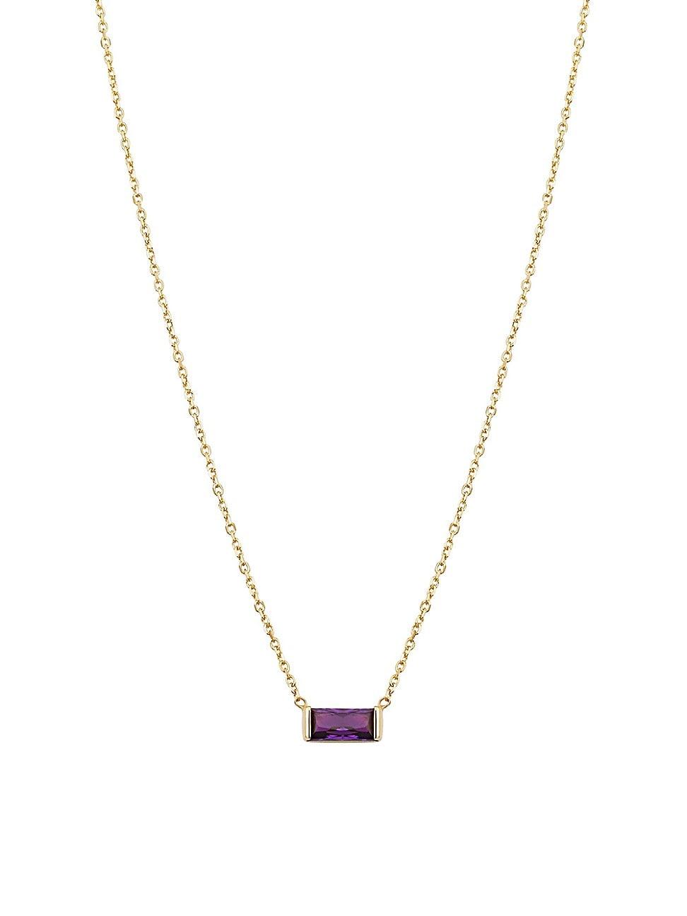 Womens 14K Yellow Solid Gold, Fresco Baguette Pendant Necklace Product Image