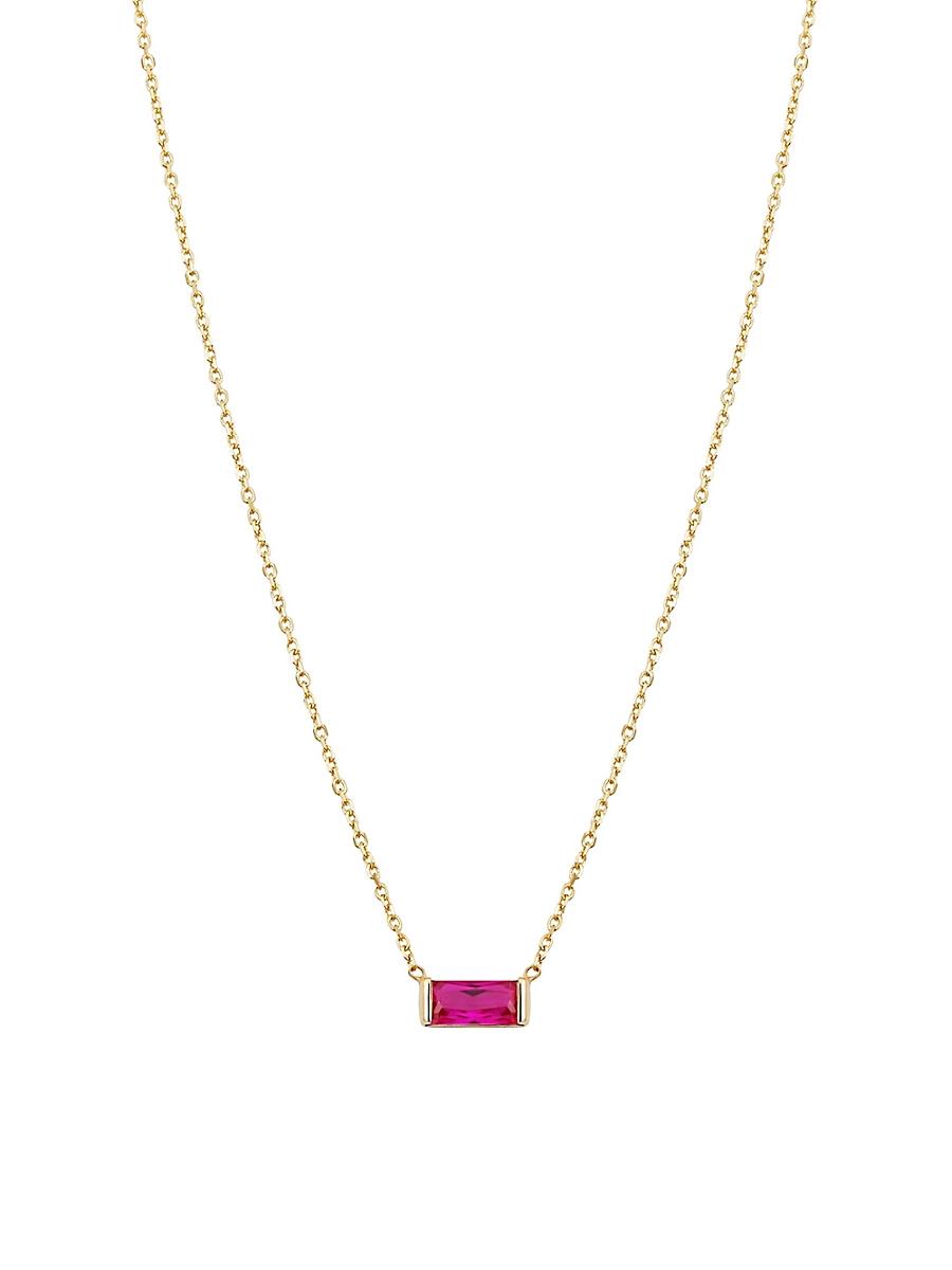 Womens 14K Yellow Solid Gold, Fresco Baguette Pendant Necklace Product Image