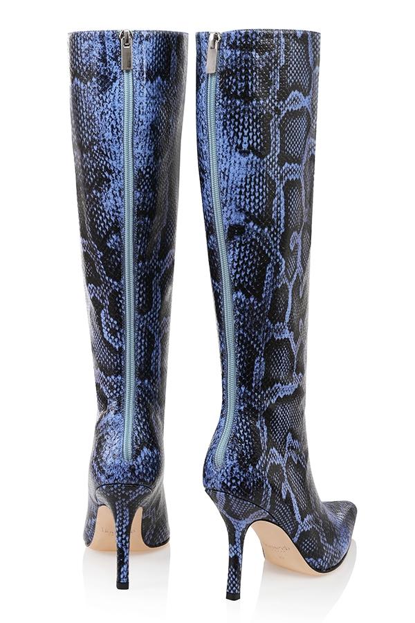 Royale  blue print leather knee high boots - sale Product Image