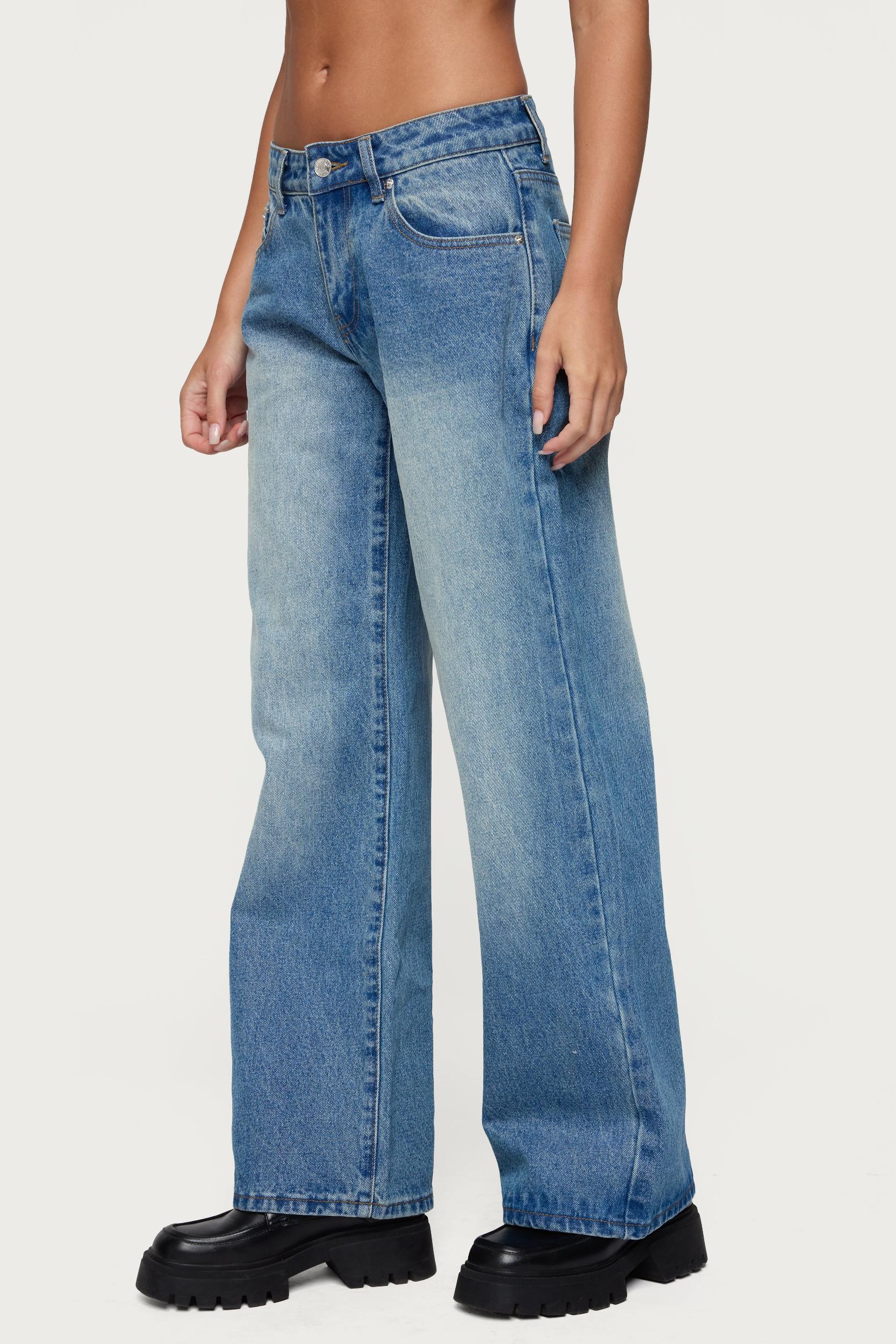 Magda Acid Wash Low Rise Baggy Jeans Product Image