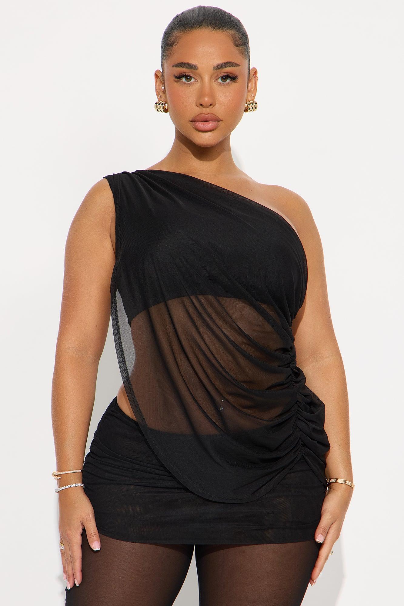 Anastasia One Shoulder Mesh Pant Set - Black Female Product Image