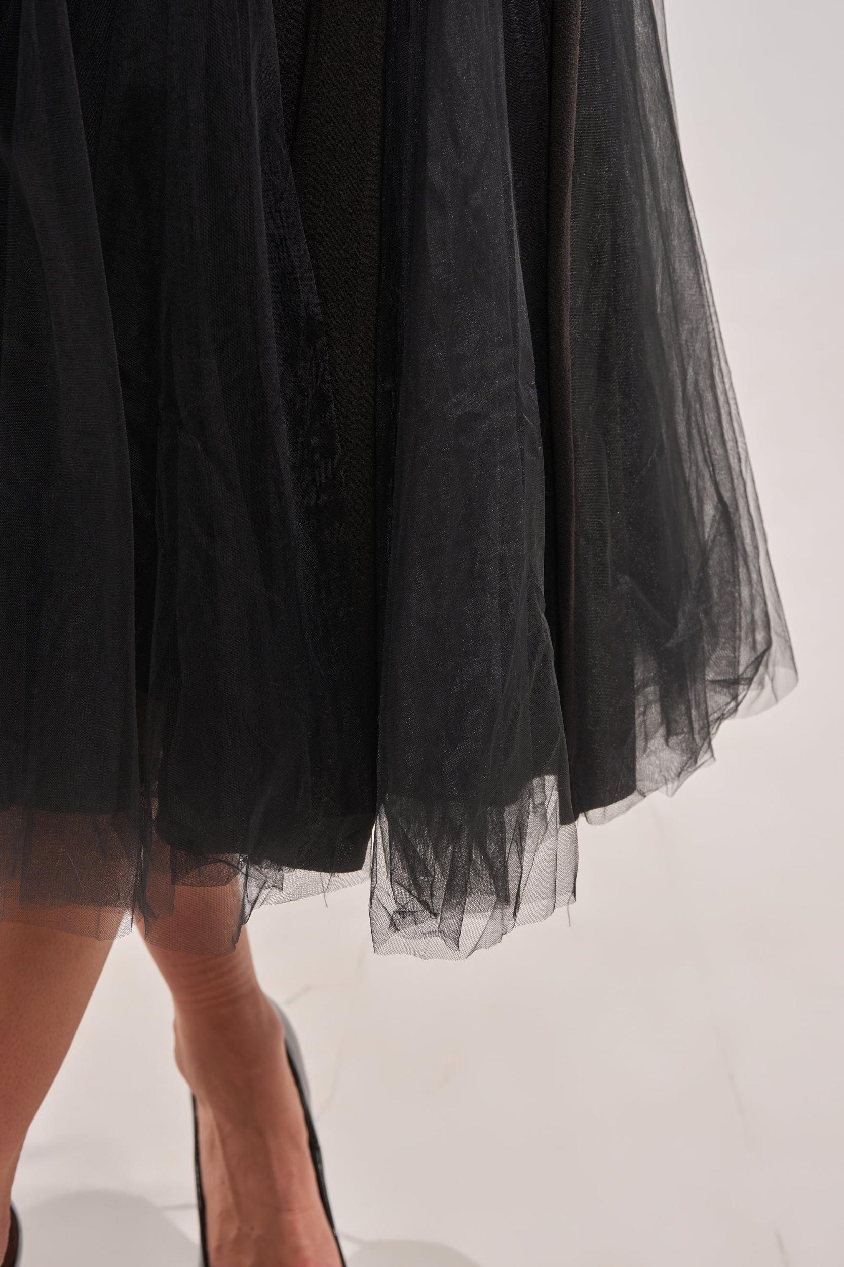 KNOW YOUR WORTH TULLE MIDI DRESS IN BLACK Product Image