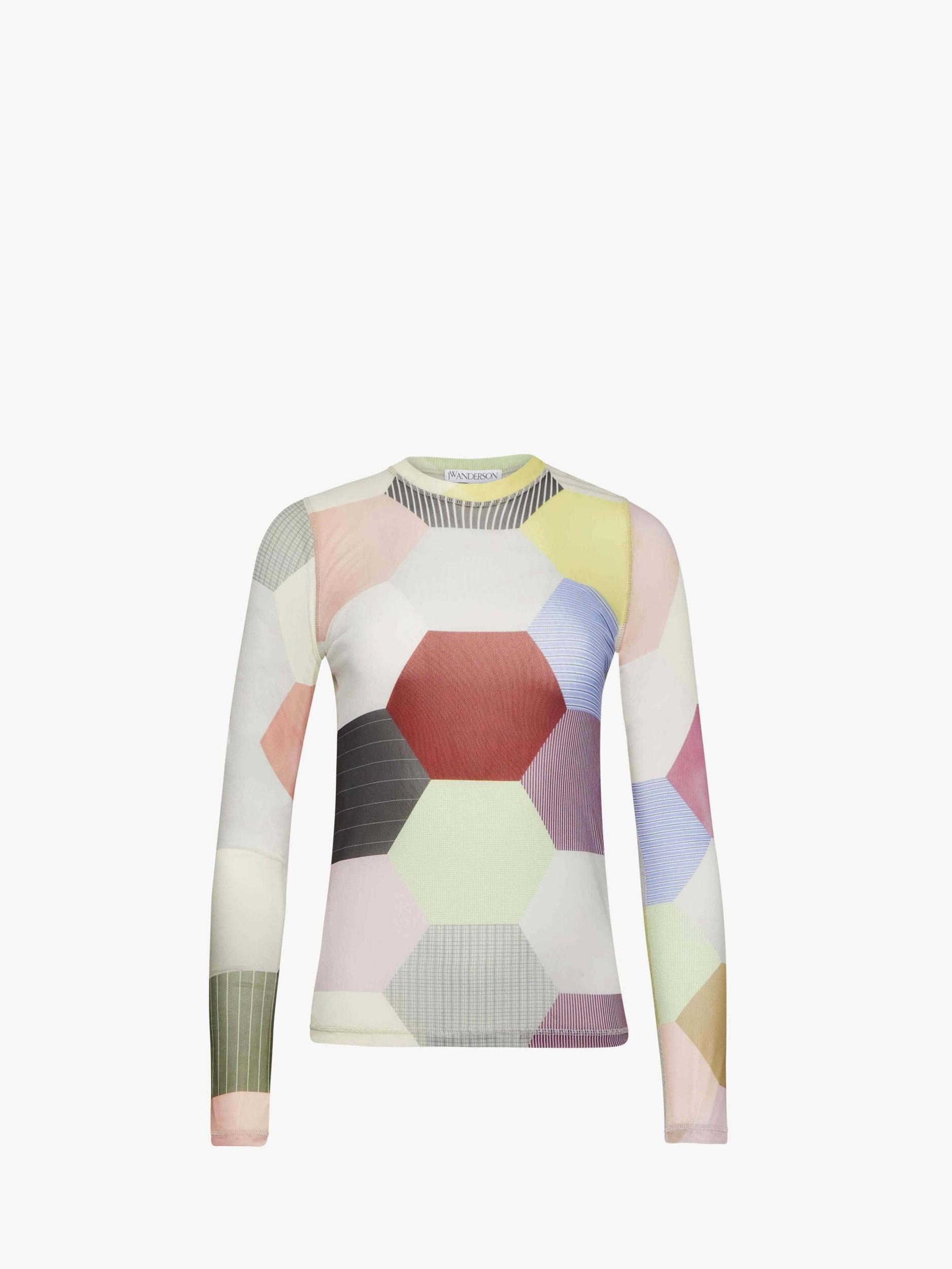 'PATCHWORK' PRINT - SHEER LONG SLEEVE TOP Product Image