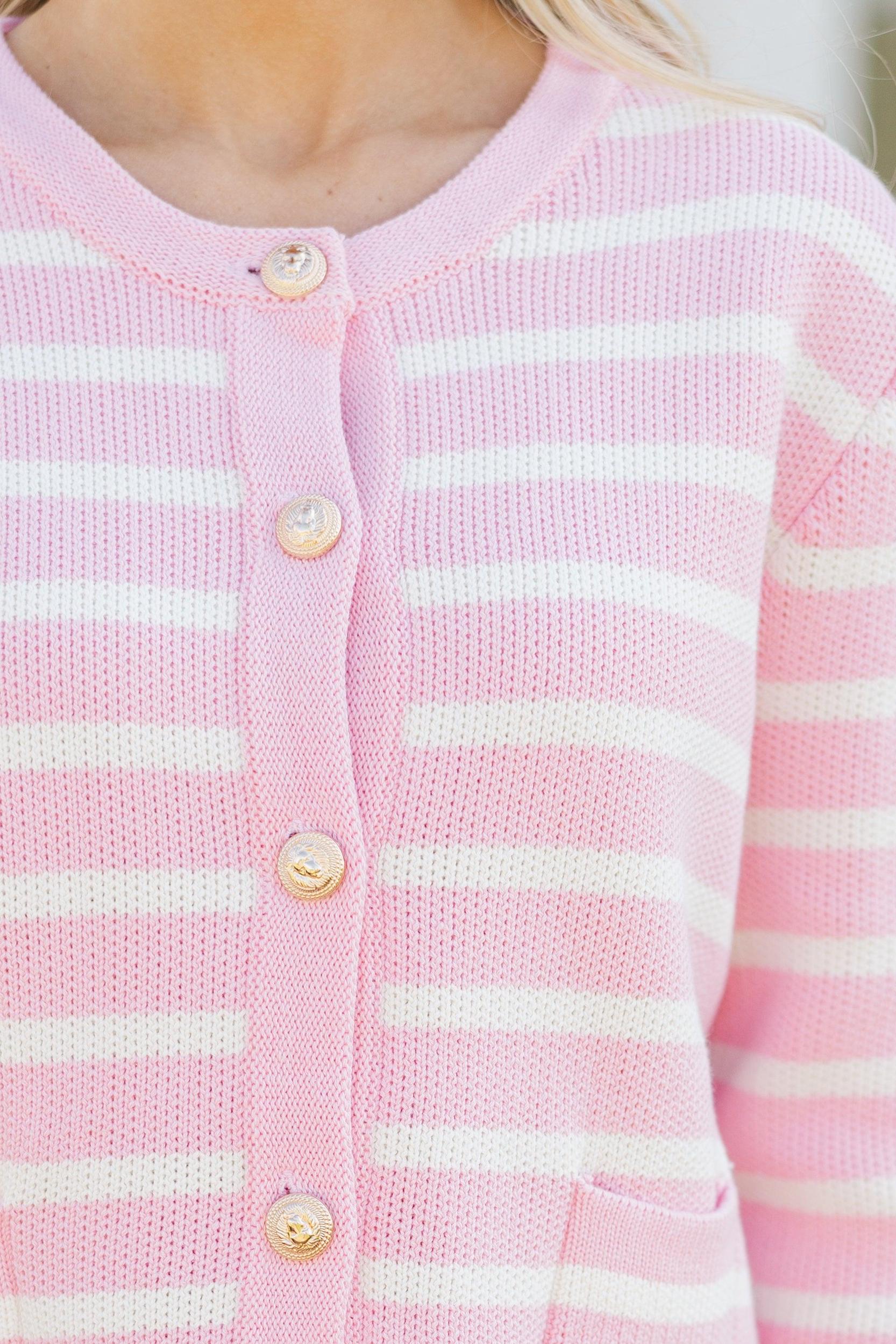 Ready To Go Pink Striped Cardigan Female Product Image