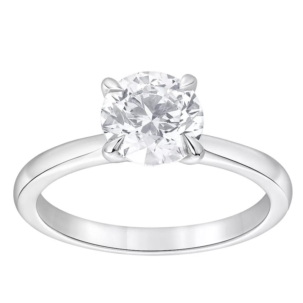 Diamond Brilliance 14k Gold 1 1/2 Carat T.W. Lab-Grown Diamond Round Solitaire Engagement Ring, Women's, Size: 9, 14k White Gold Product Image